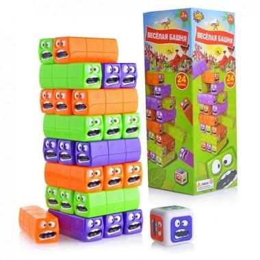 Игра настольная Веселая башня с кубиком